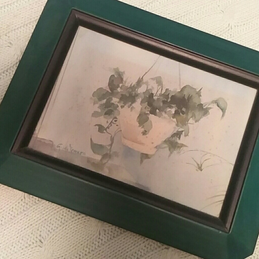 Watercolor original artwork of ivy basket